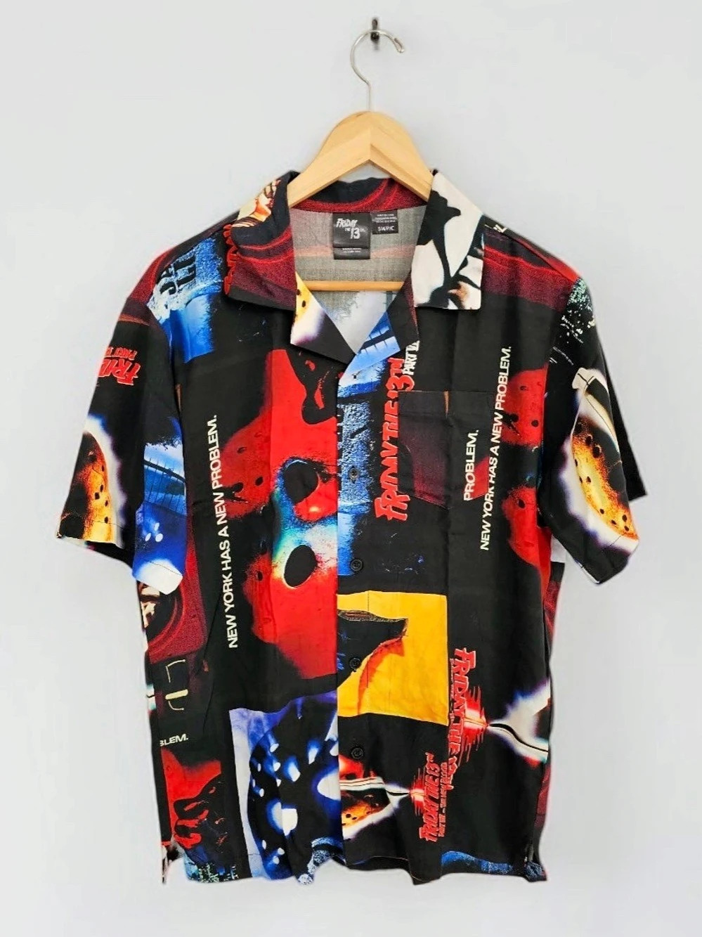 NWOT Friday the 13th Abstract Graphic Print Button-Down Shirt